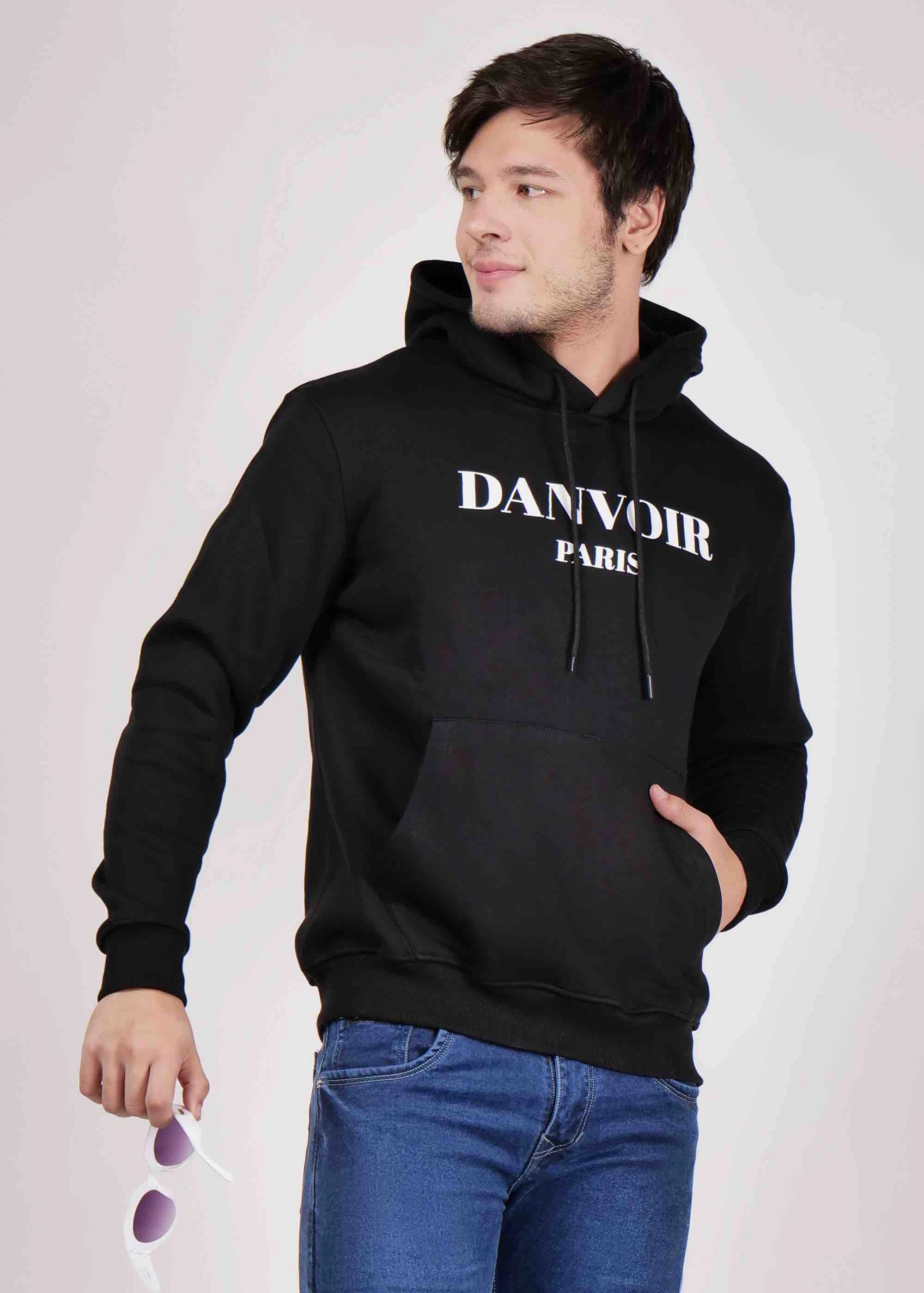 Danvoir Black Classic Logo Hoodie 